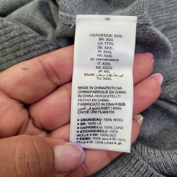 Paris Sunday Men's Heather Gray 100% Wool Crew Neck Pullover Sweater Size XXXL - Picture 8 of 10